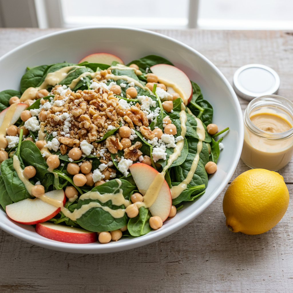 Healthy Spinach Apple Chickpea Salad (Easy Lunch Idea)