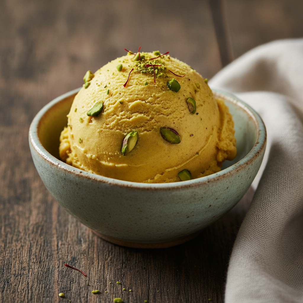 Saffron Pistachio Ice Cream (For Ice Cream Maker)