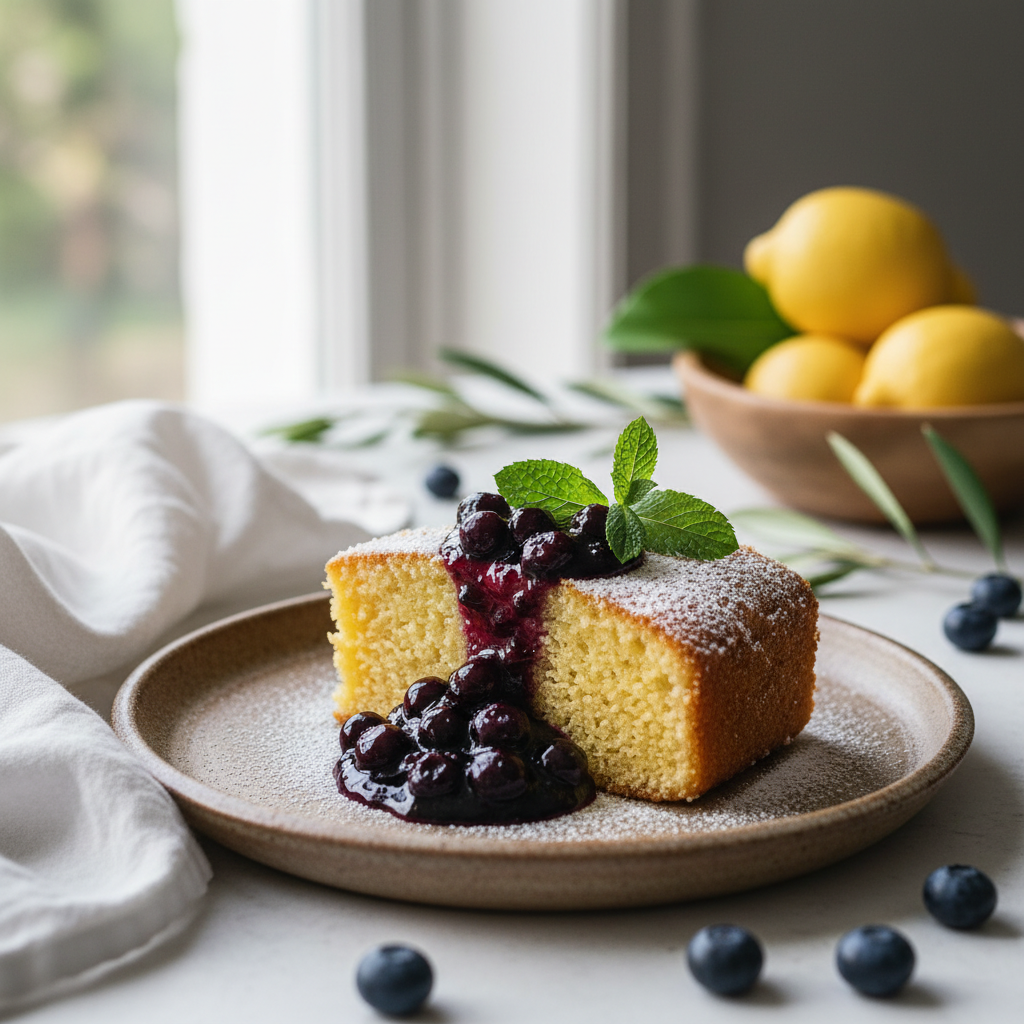 Spring Lemon Cake with Blueberry Compote (Easy & Elegant)